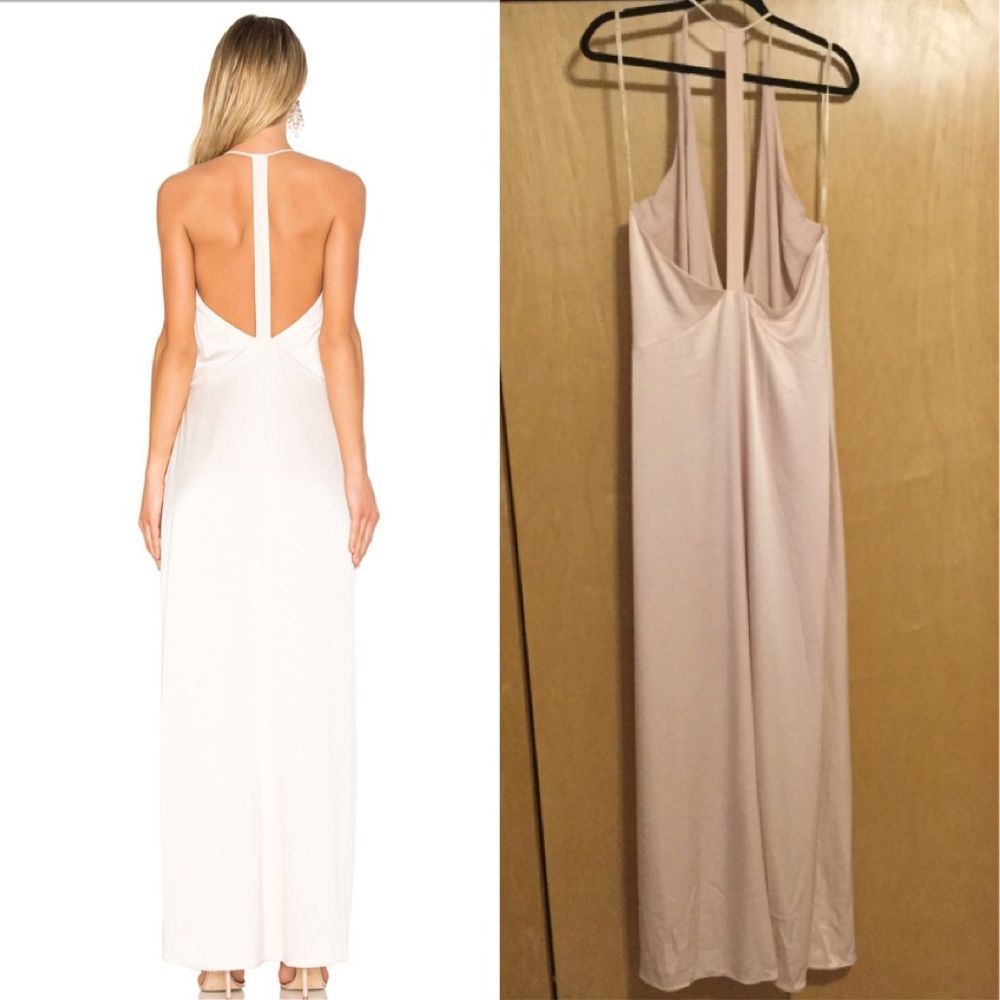 Halston Heritage V Neck Slip Gown Primrose - Picture 5 of 8